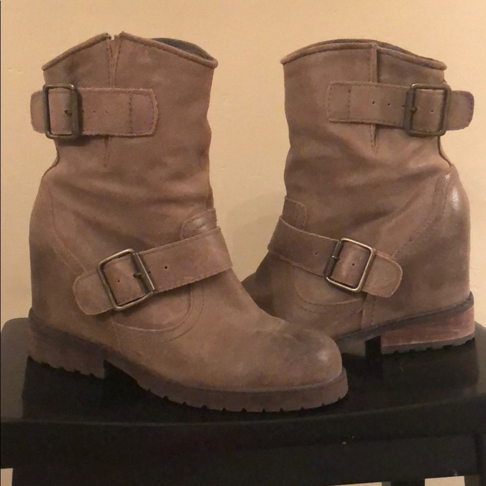 Distressed leather boots